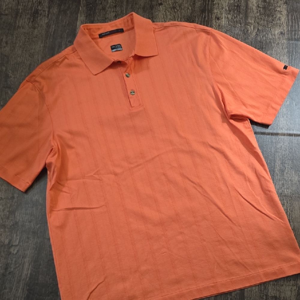 NIKE FIT Dry Tiger Woods Sz L Men's Salmon‎ Orange Polo Shirt